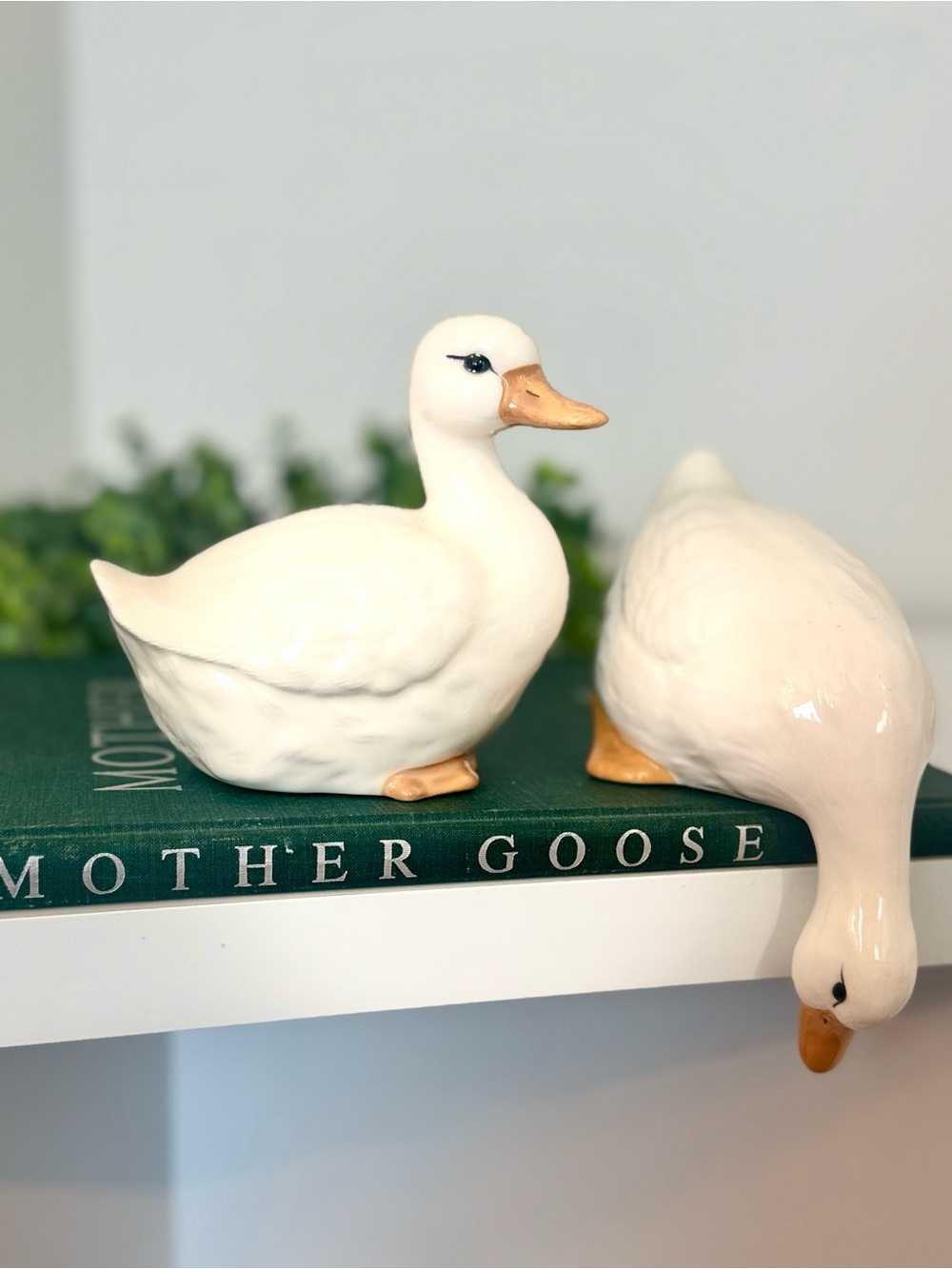 Pair of Ceramic Duck Swan Geese Figurines